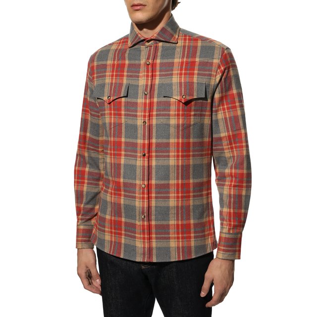 фото Хлопковая рубашка brunello cucinelli