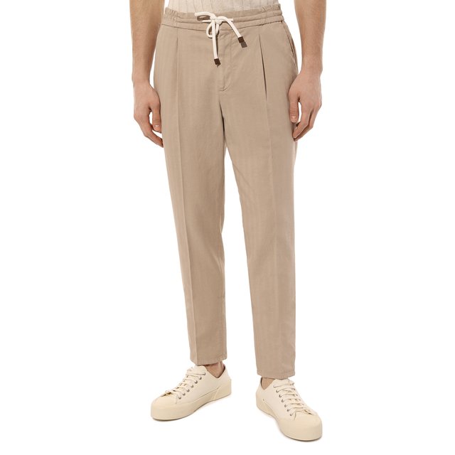 фото Брюки из хлопка и льна brunello cucinelli