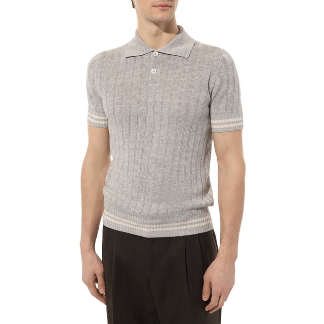 фото Поло изо льна и хлопка brunello cucinelli