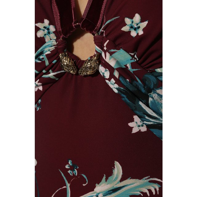 фото Приталенное платье-макси с контрастным принтом roberto cavalli