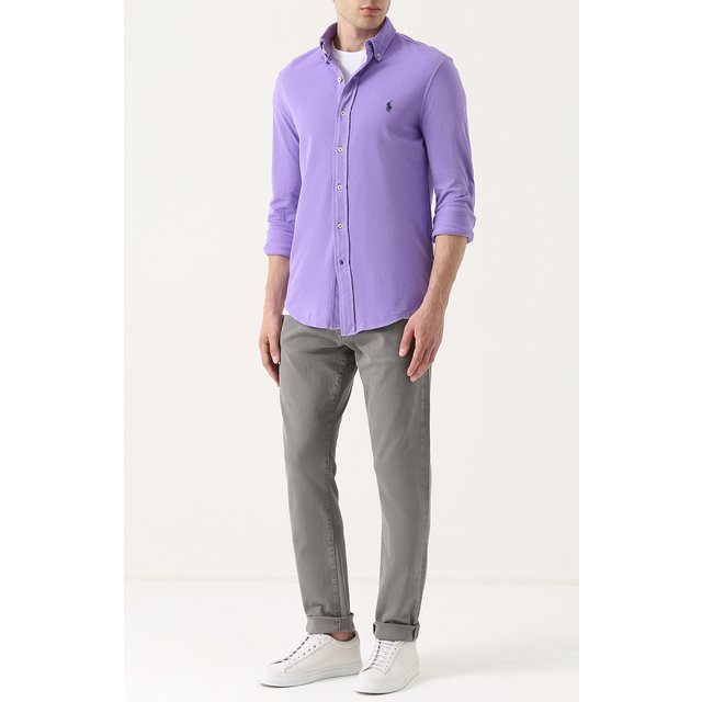 фото Хлопковая рубашка с воротником button down polo ralph lauren