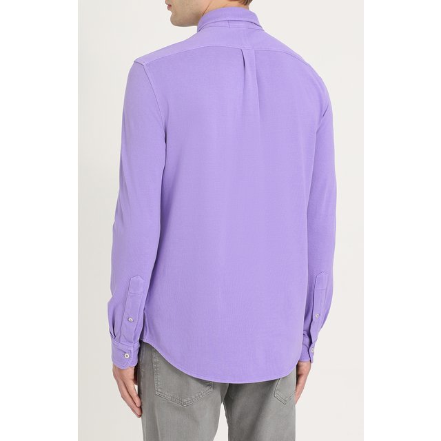 фото Хлопковая рубашка с воротником button down polo ralph lauren