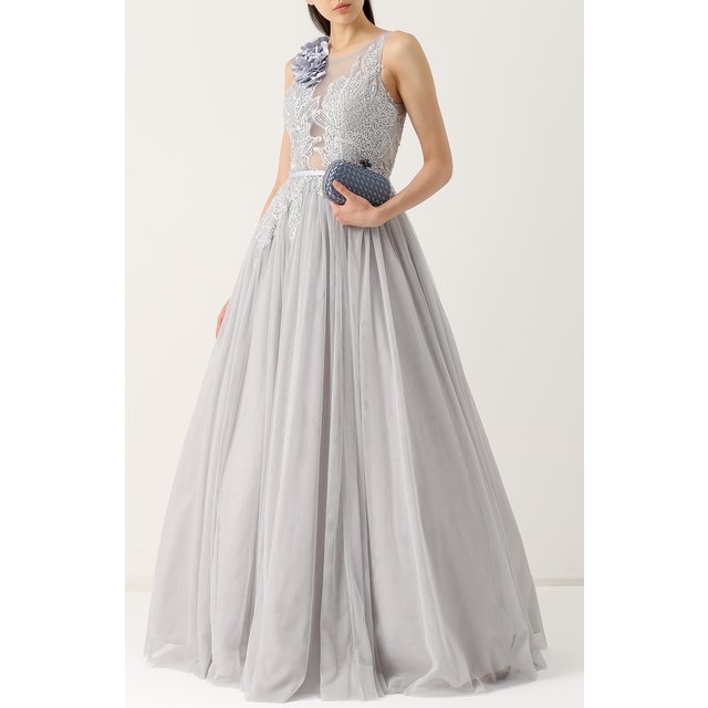 фото Приталенное платье-макси с вышивкой basix black label