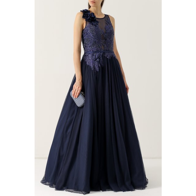 фото Приталенное платье-макси с вышивкой basix black label