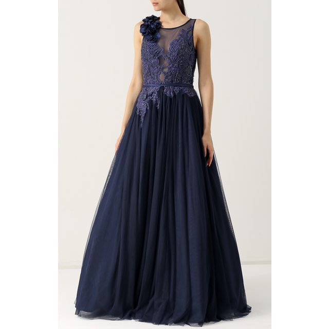 фото Приталенное платье-макси с вышивкой basix black label