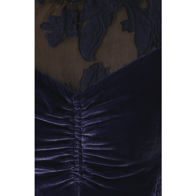 фото Приталенное бархатное платье-миди с коротким рукавом rebecca taylor