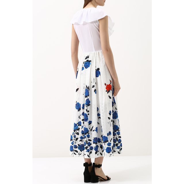 фото Хлопковое платье с принтованной юбкой и оборками sara roka