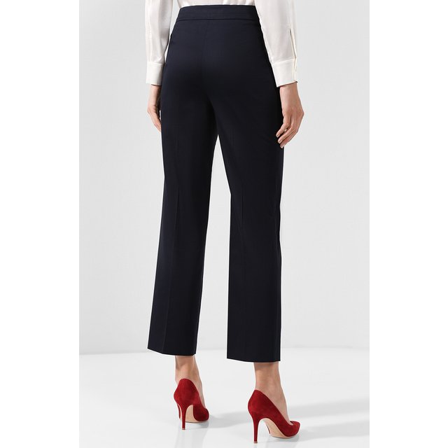 фото Однотонные укороченные брюки из хлопка со стрелками giorgio armani