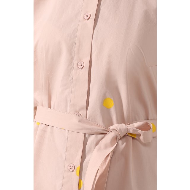 фото Хлопковое платье-рубашка с поясом в горох nina donis