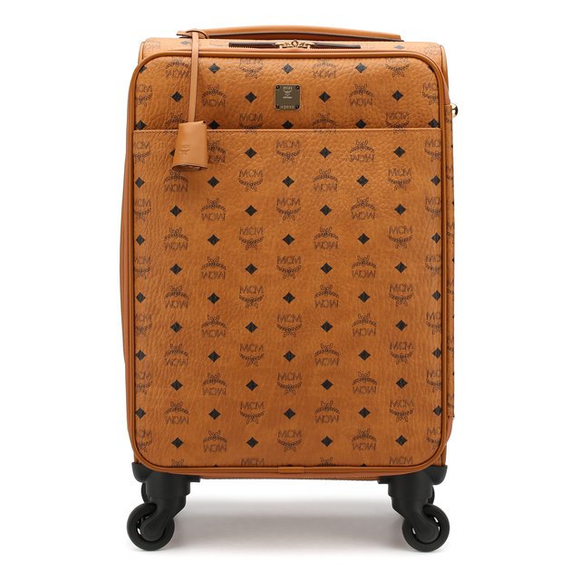 фото Кожаный дорожный чемодан на колесиках mcm