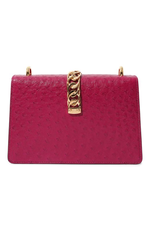 фото Сумка sylvie small из кожи страуса gucci
