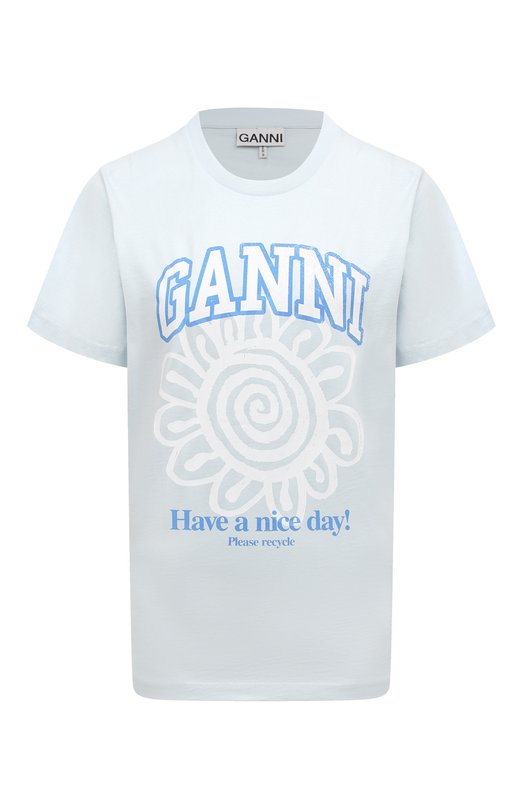фото Хлопковая футболка ganni