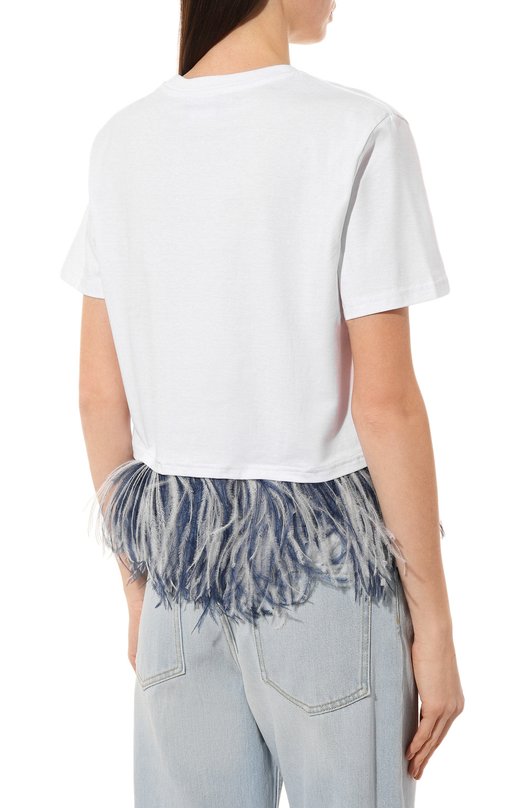 фото Хлопковая футболка с отделкой перьями simonetta ravizza