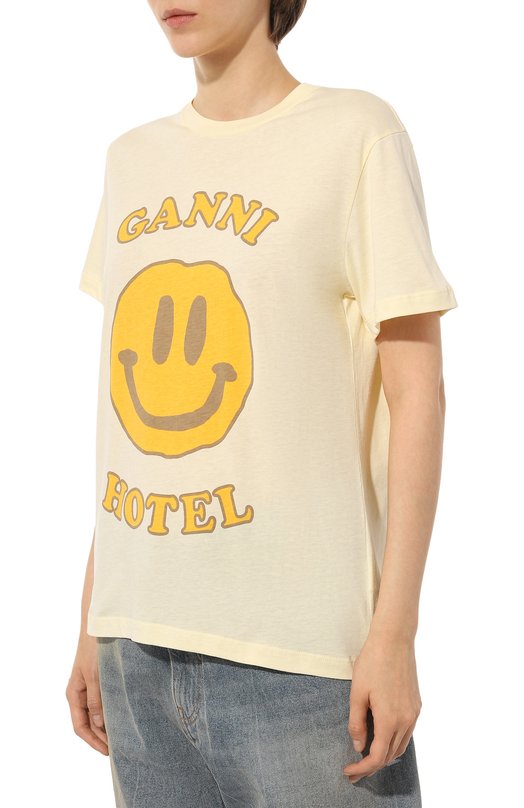 фото Хлопковая футболка ganni