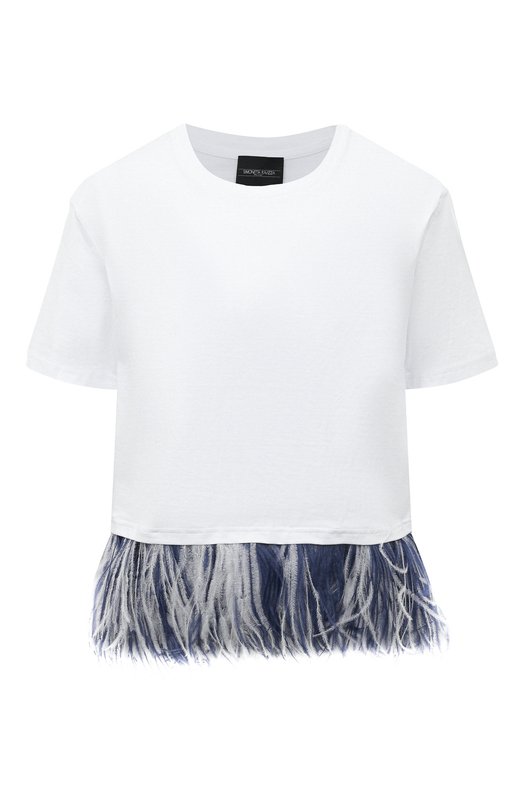 фото Хлопковая футболка с отделкой перьями simonetta ravizza