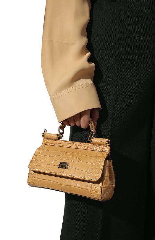 фото Сумка sicily small из кожи аллигатора dolce & gabbana