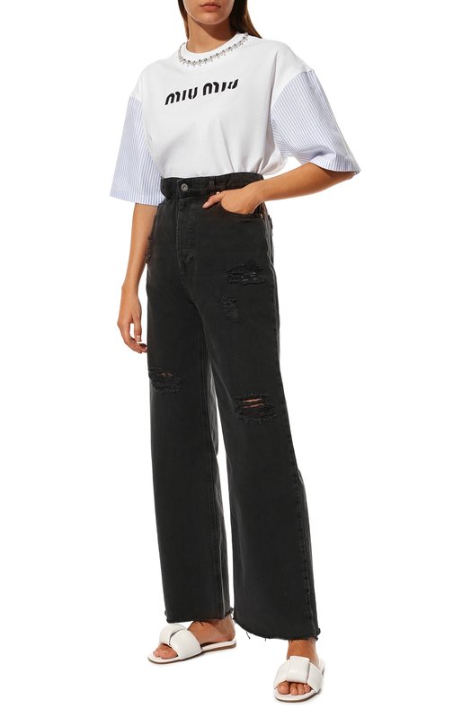 фото Хлопковая футболка miu miu