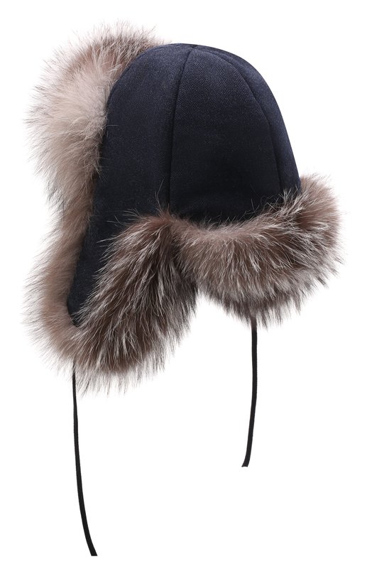 фото Шапка-ушанка с отделкой из меха песца furland