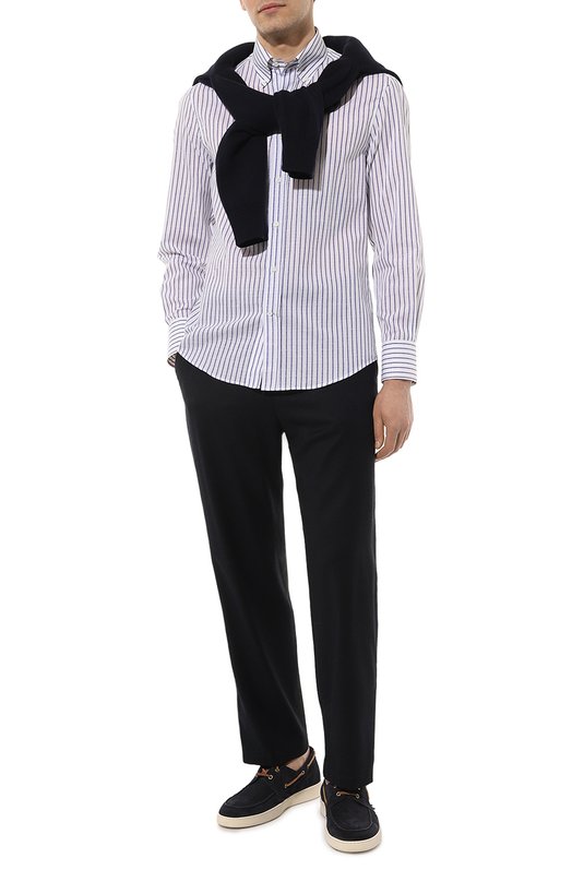 фото Рубашка из хлопка и льна brunello cucinelli