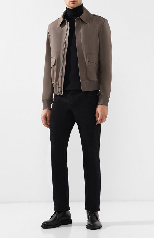 фото Кожаная куртка на молнии с отложным воротником ralph lauren