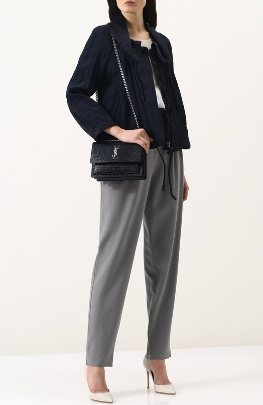 фото Однотонная куртка из вискозы с отложным воротником giorgio armani