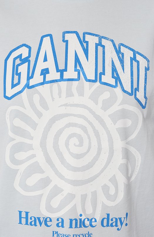 фото Хлопковая футболка ganni