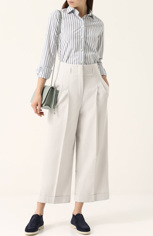 фото Укороченные хлопковые брюки с защипами loro piana