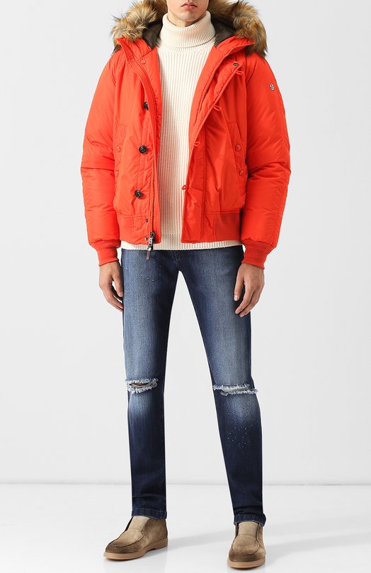 фото Джинсы прямого кроя с потертостями kiton