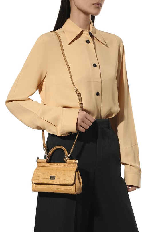 фото Сумка sicily small из кожи аллигатора dolce & gabbana