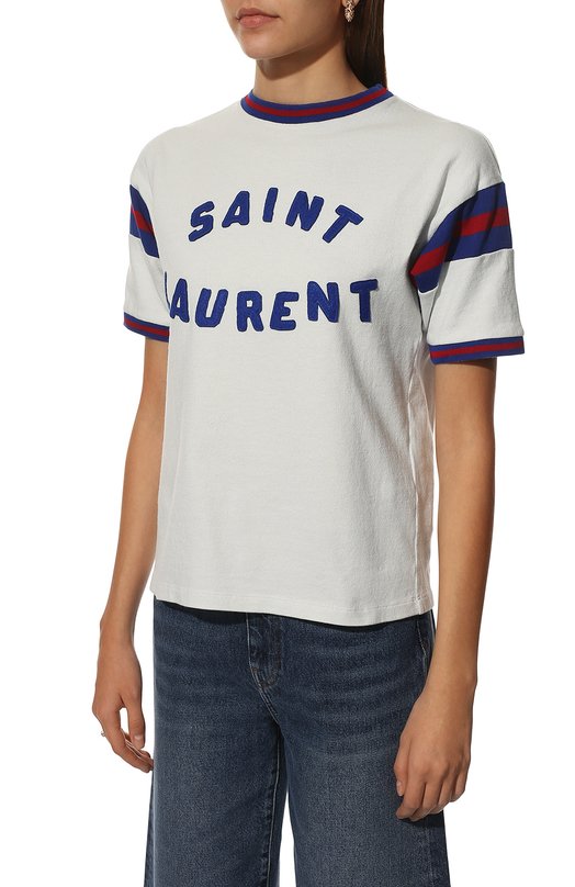 фото Футболка из хлопка и вискозы saint laurent