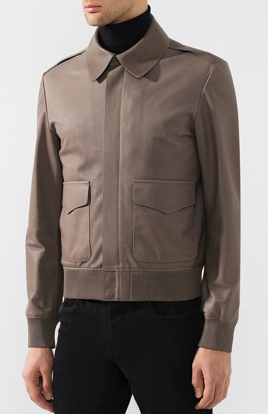 фото Кожаная куртка на молнии с отложным воротником ralph lauren