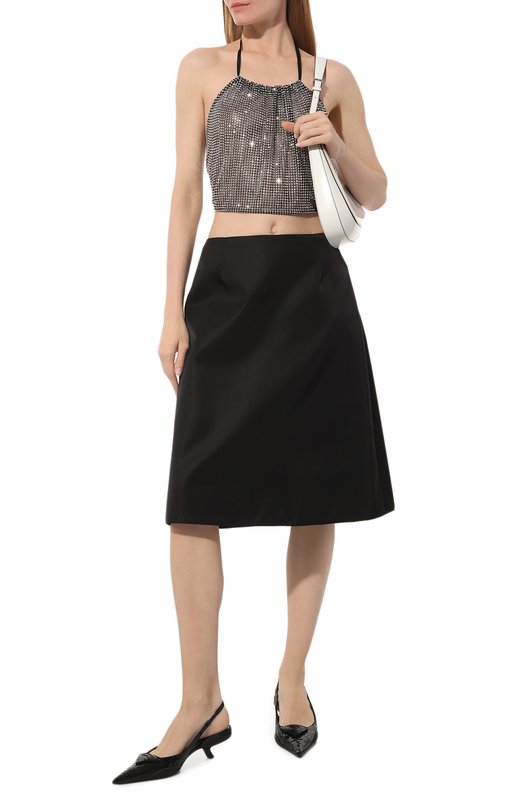 фото Топ с отделкой стразами prada