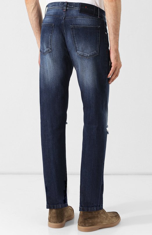 фото Джинсы прямого кроя с потертостями kiton