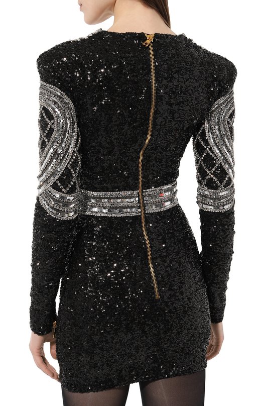 фото Платье с отделкой стразами и пайетками balmain