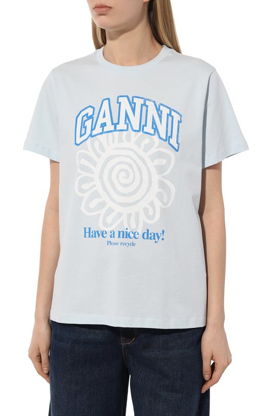 фото Хлопковая футболка ganni