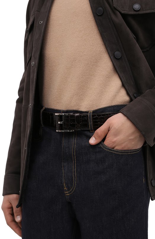 фото Ремень из кожи крокодила со сменными пряжками zilli