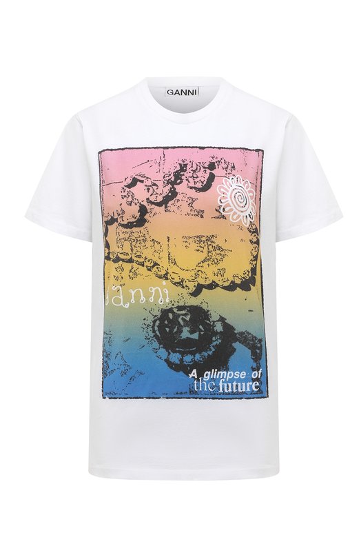 фото Хлопковая футболка ganni