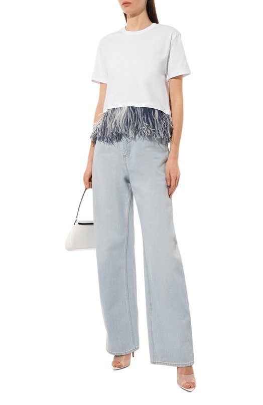 фото Хлопковая футболка с отделкой перьями simonetta ravizza