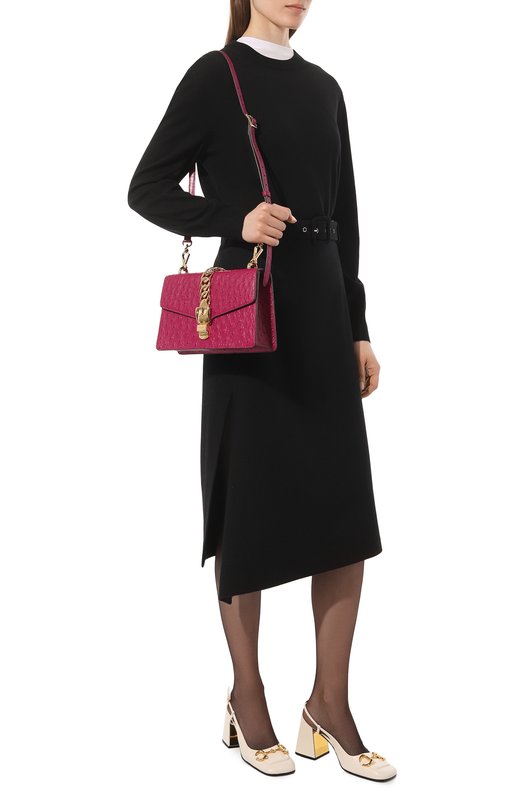 фото Сумка sylvie small из кожи страуса gucci