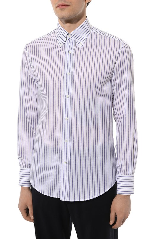 фото Рубашка из хлопка и льна brunello cucinelli