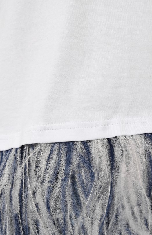 фото Хлопковая футболка с отделкой перьями simonetta ravizza