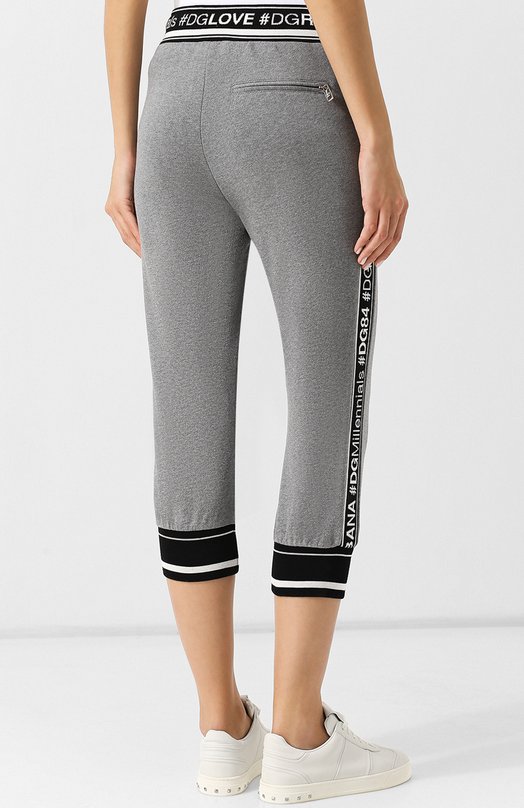 фото Укороченные хлопковые брюки с логотипом бренда dolce & gabbana