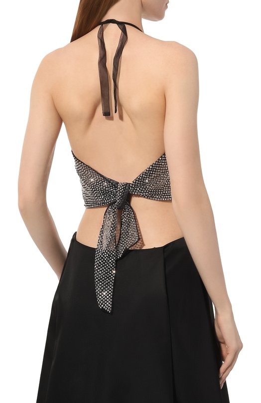 фото Топ с отделкой стразами prada