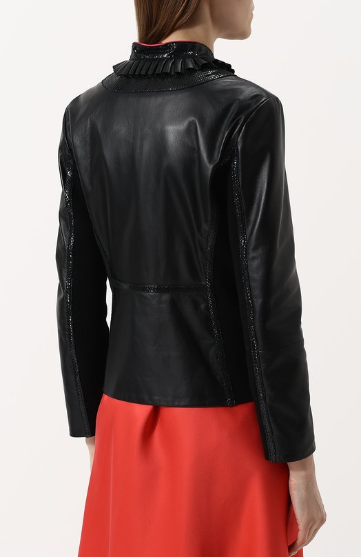 фото Приталенная кожаная куртка с воротником-стойкой giorgio armani