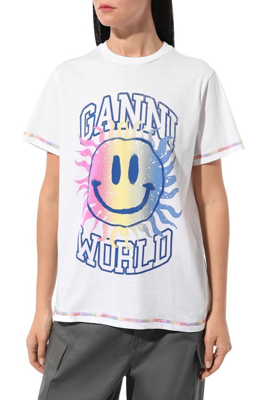 фото Хлопковая футболка ganni