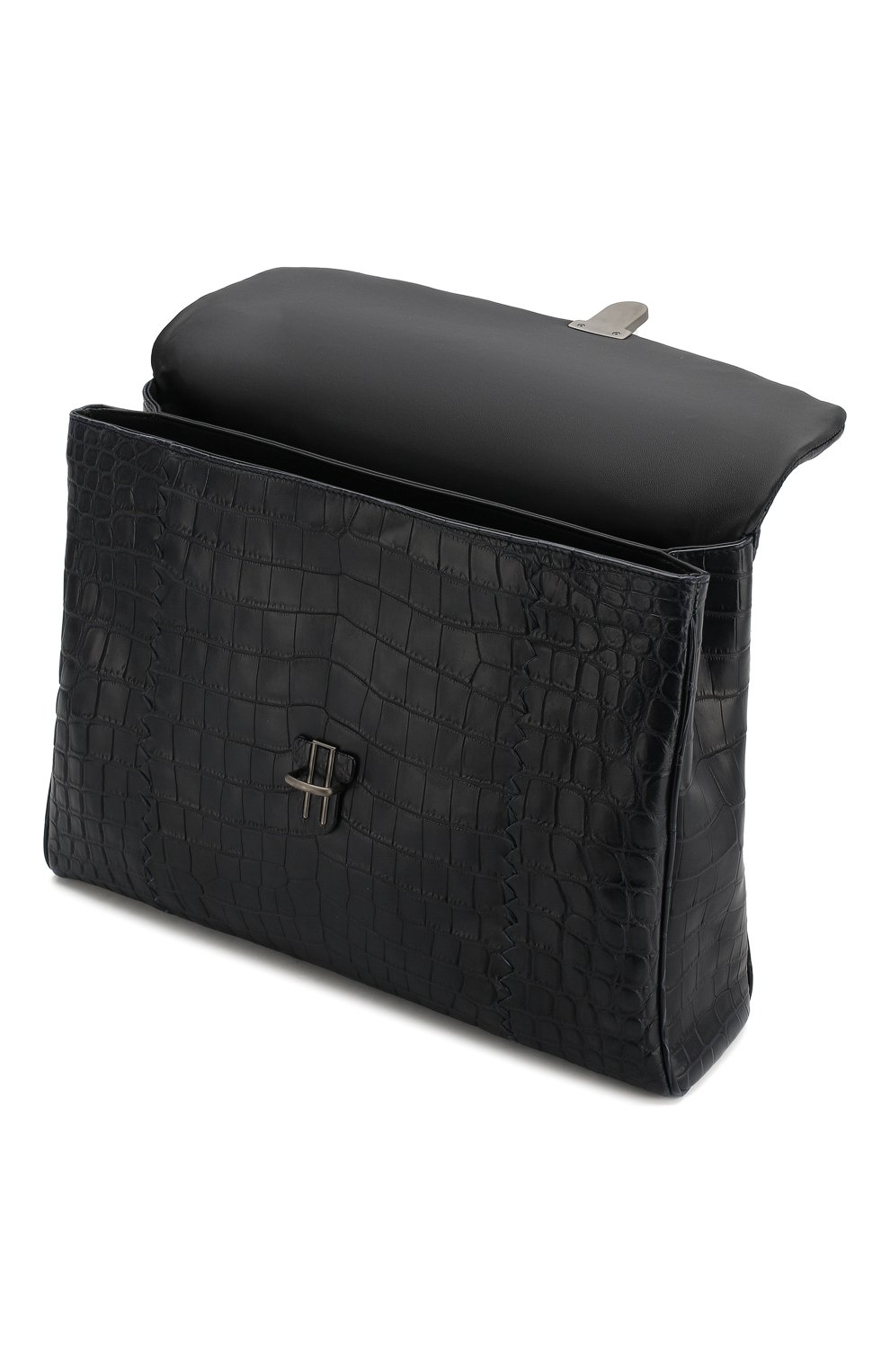 Мужской синий портфель из кожи крокодила Bottega Veneta, арт. 113095/V4250/CNIL купить в ЦУМ | Фото №4 Портфель из кожи крокодила Bottega Veneta синий | Фото №4
