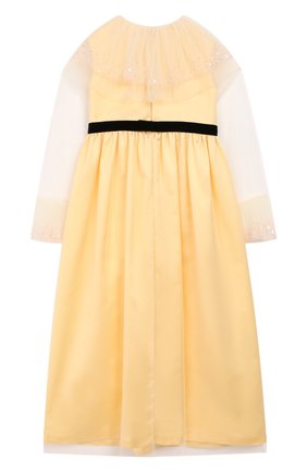 Детское платье BIBIONA желтого цвета, арт. ABS25FW18. | Фото 2 (Рукава: Длинные; Статус проверки: Проверено, Проверена категория; Случай: Вечерний; Девочки Кросс-КТ: Платье-одежда)