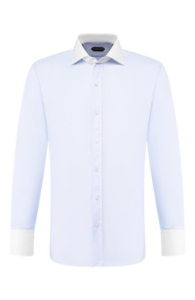 Мужская хлопковая сорочка TOM FORD голубого цвета по цене 57250 руб., арт. 4FT192/94SWAX | Фото 1 Мужская хлопковая сорочка TOM FORD голубого цвета, арт. 4FT192/94SWAX | Фото 1 (Длина (для топов): Стандартные; Материал внешний: Хлопок; Рукава: Длинные; Статус проверки: Проверена категория, Проверено; Принт: Однотонные; Случай: Формальный; Манжеты: На пуговицах; Воротник: Акула; Региональные ограничения белый список (Axapta Mercury): RU)