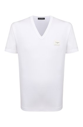 Мужская хлопковая футболка DOLCE & GABBANA белого цвета по цене 26950 руб., арт. G8KK0T/FU7EQ | Фото 1 Мужская хлопковая футболка DOLCE & GABBANA белого цвета, арт. G8KK0T/FU7EQ | Фото 1 (Материал внешний: Хлопок; Длина (для топов): Стандартные; Рукава: Короткие; Принт: Без принта; Стили: Кэжуэл; Статус проверки: Проверена категория)