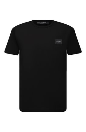 Мужская хлопковая футболка DOLCE & GABBANA черного цвета, арт. G8KJ9T/FU7EQ | Фото 1 (Принт: Без принта; Рукава: Короткие; Длина (для топов): Стандартные; Материал внешний: Хлопок; Стили: Кэжуэл; Статус проверки: Проверена категория)